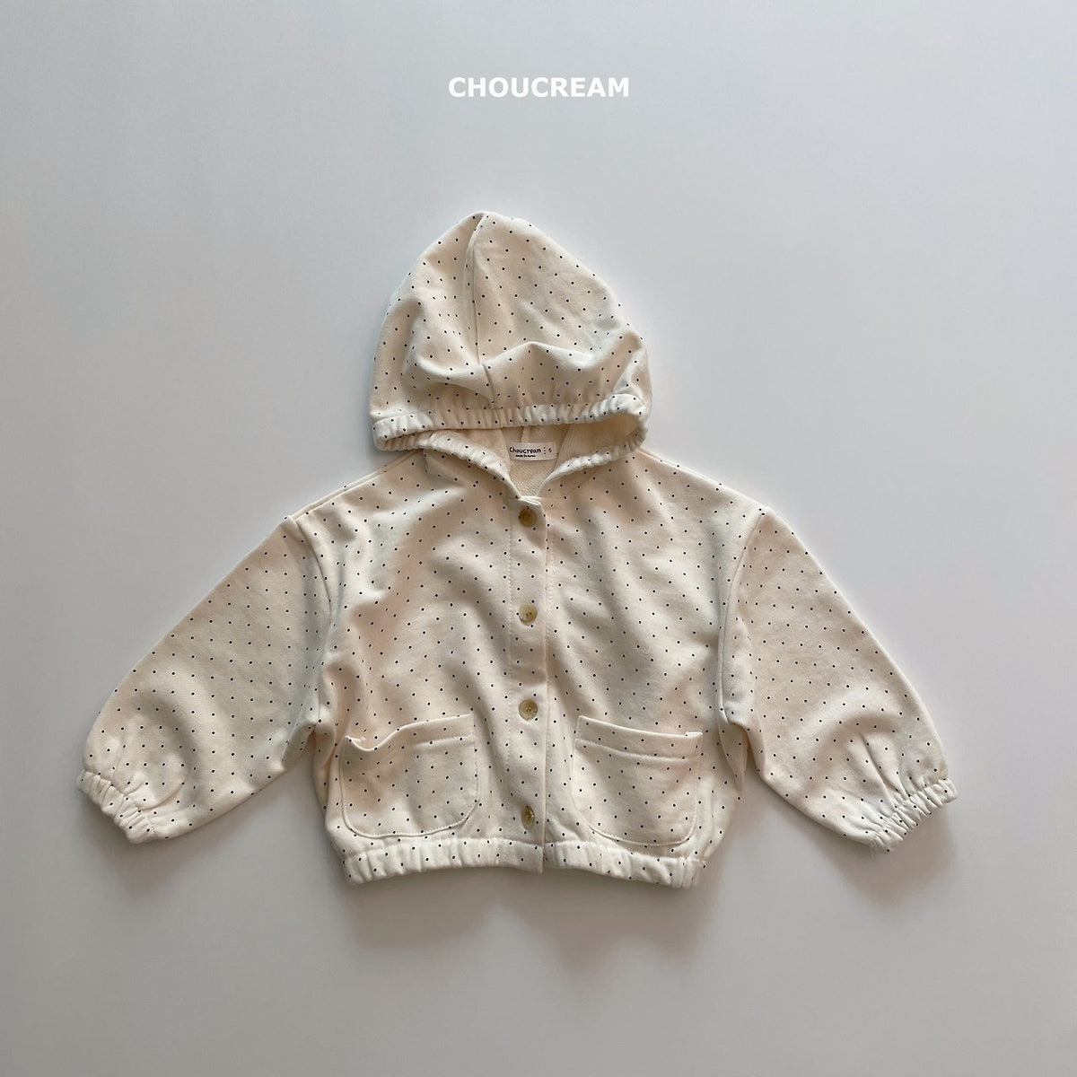 Polka Dot Hooded Jacket-CHOUCREAM-50