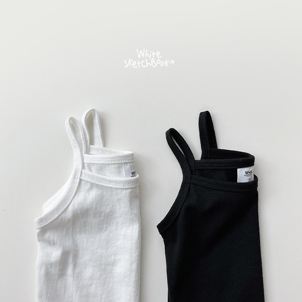 New Basic Strap Tank Top-White Sketch Book-2