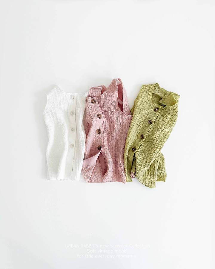 Crinkle Button Sleeveless Top-URBAN RABBIT-8