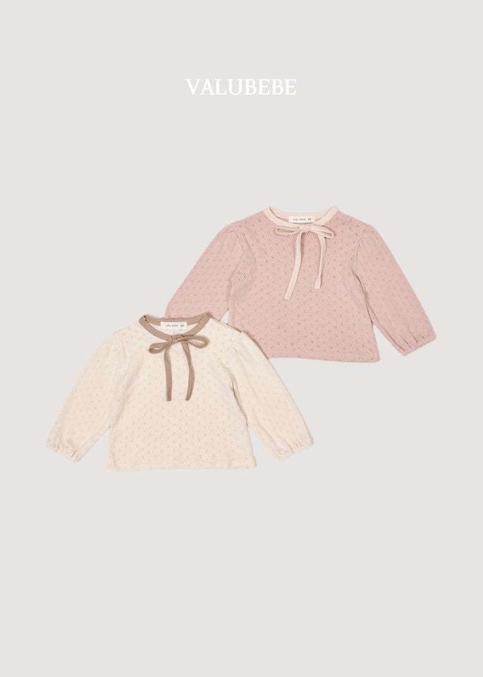 Creamy Ribbon Puff Tee - valubebe - 086