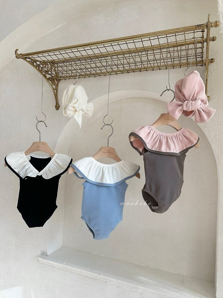 multi balm frill swim suit (with swim cap set )/ monbebe -70