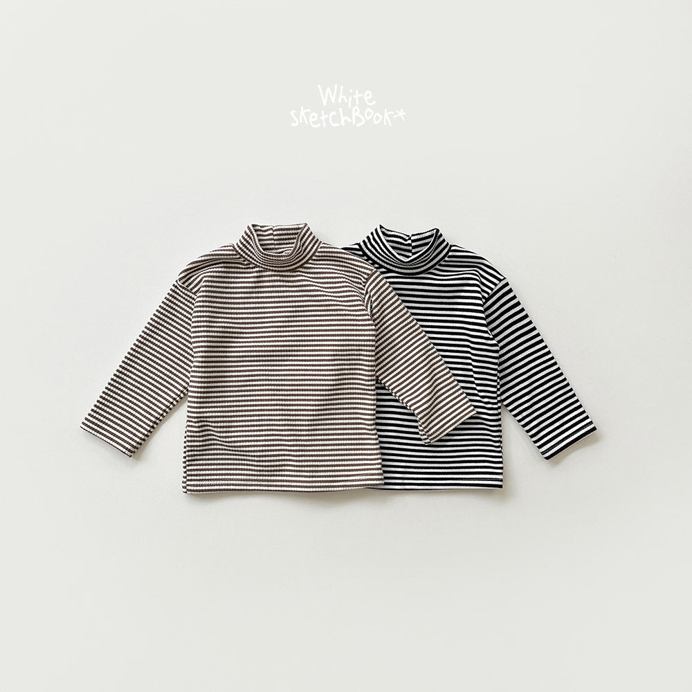 Ribbed Stripe Mock Neck-White Sketch Book-12