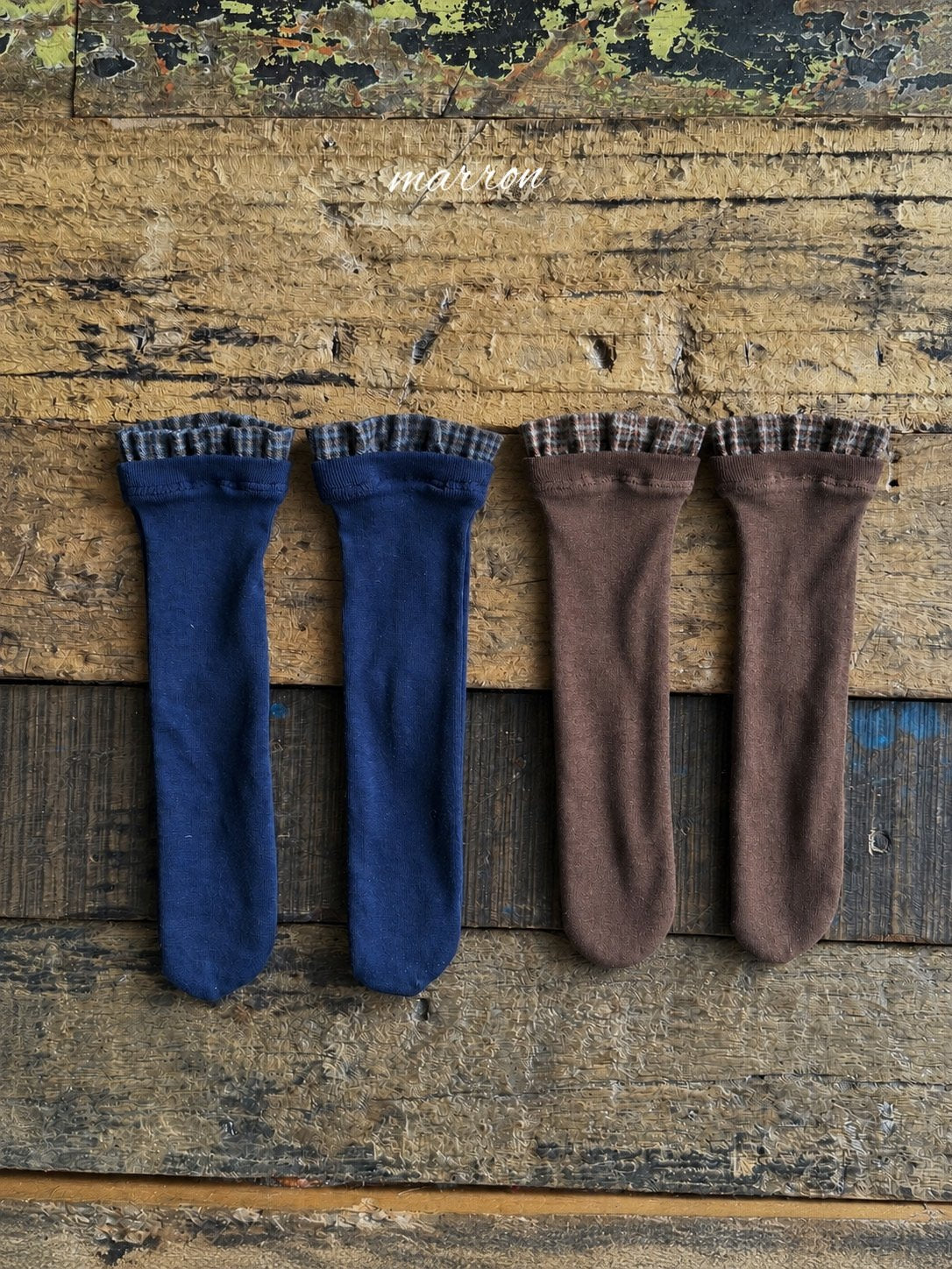 Check Socks-marron-52