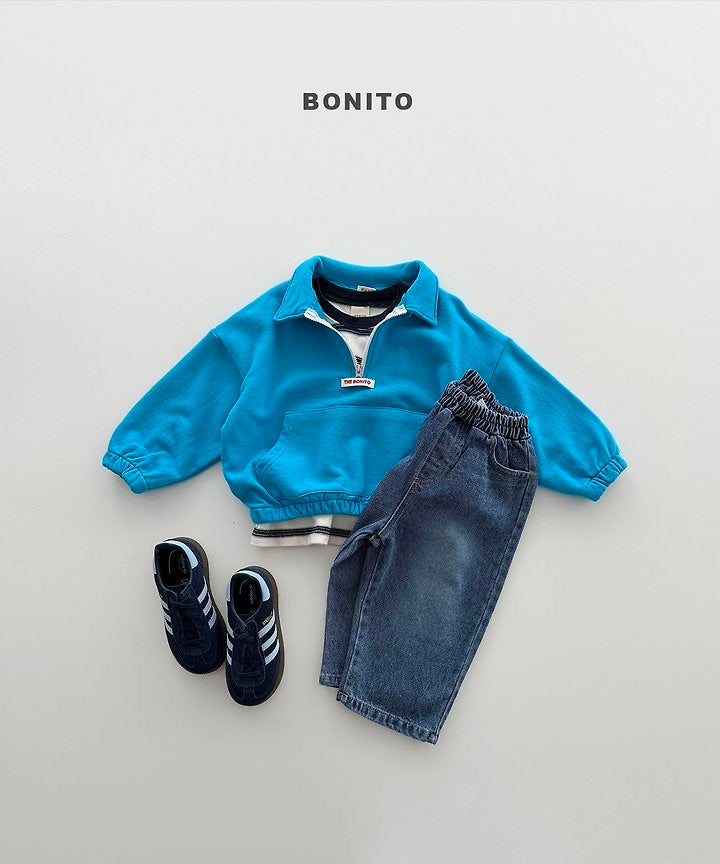 Collar Half Zip Sweatshirt - BONITO - 020