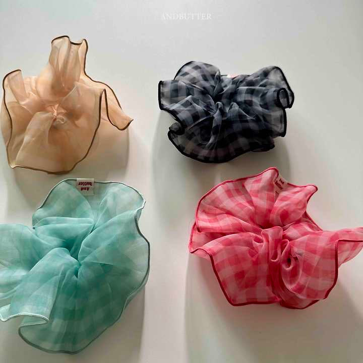 See-through Check Scrunchie-and butter-6