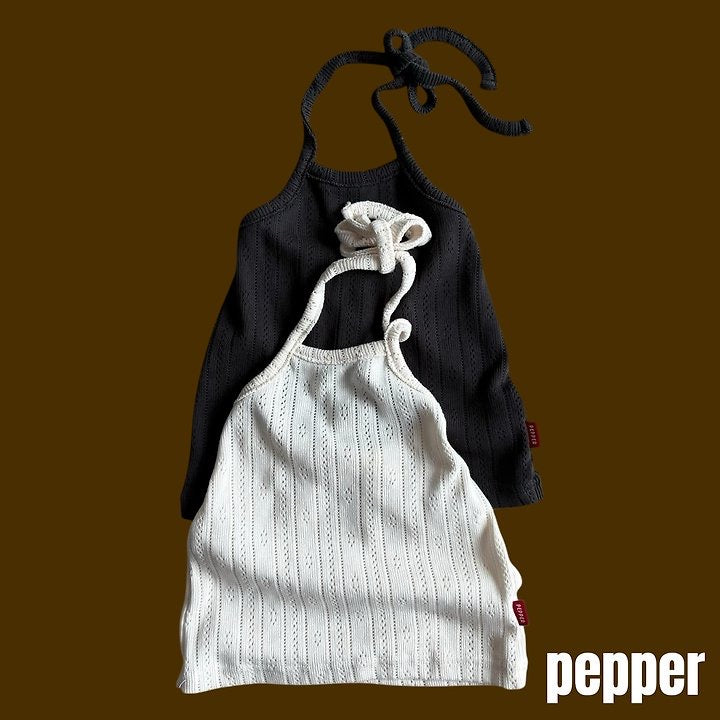 Knit Eyelet Halter Camisole-pepper-31