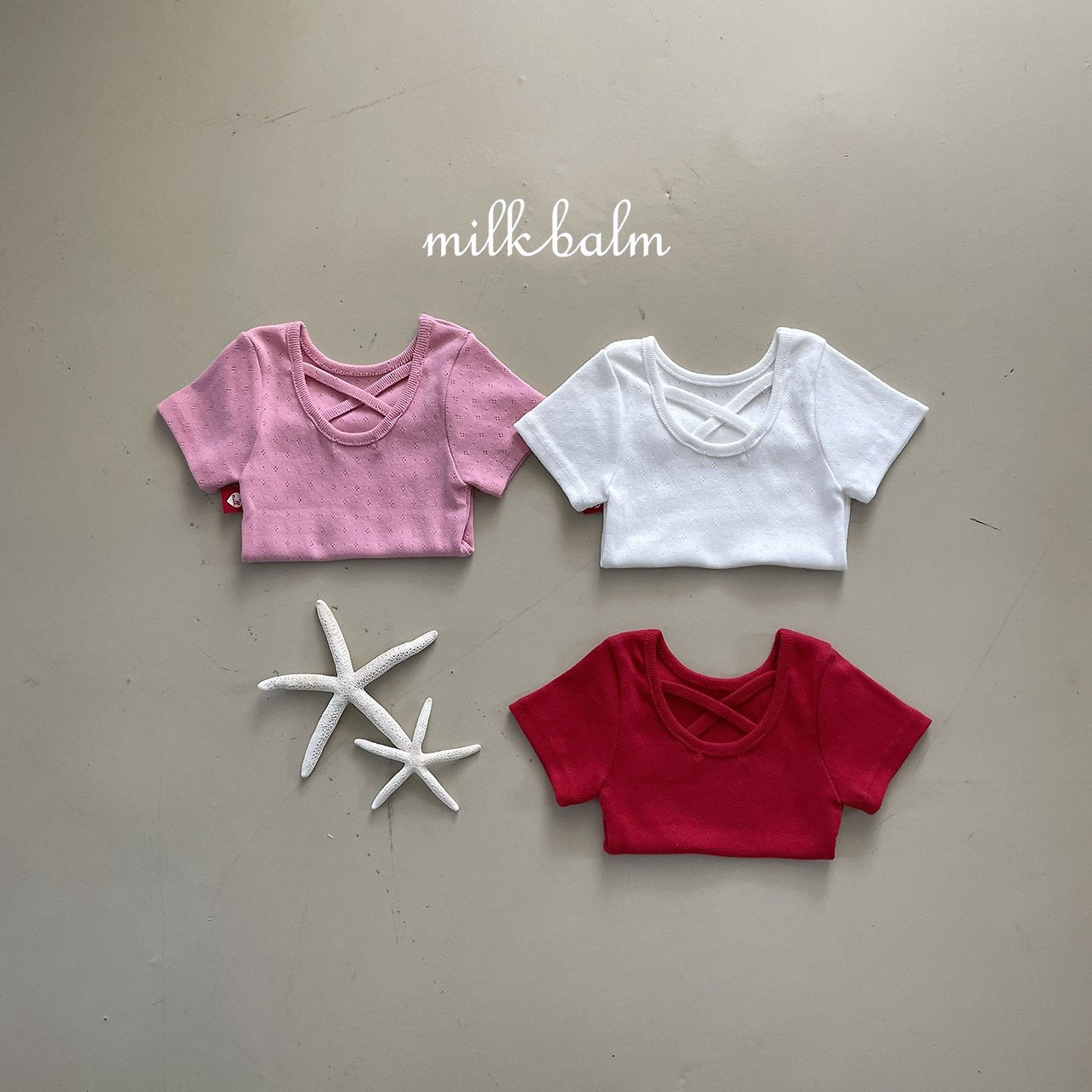 Eyelet Cross Back Short Sleeve Tee-milkbalm-2-4