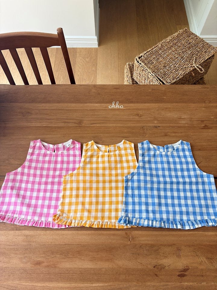 Gingham frill Blouse-ohho-17