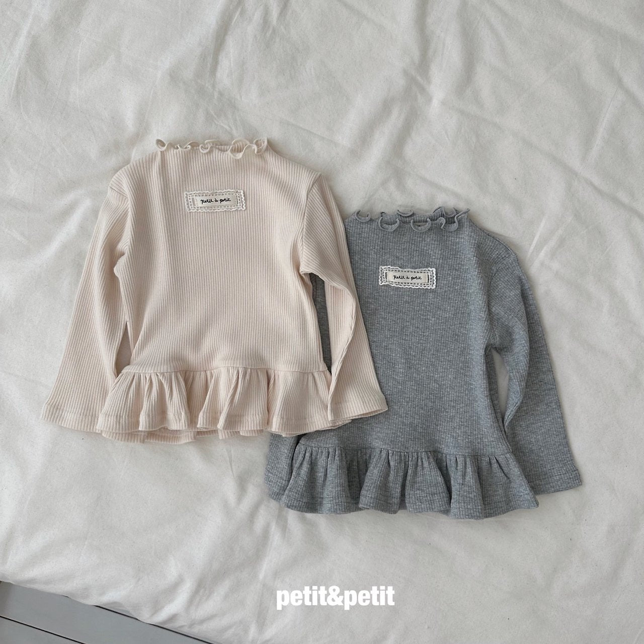 Mild Ribbed Frill T-Shirt-petit petit-36