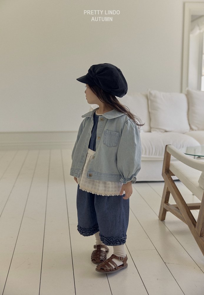 Round Collar Denim Jacket-LINDO-24