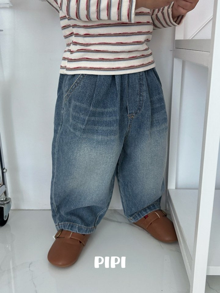 Elastic Denim Pants-pipi-38