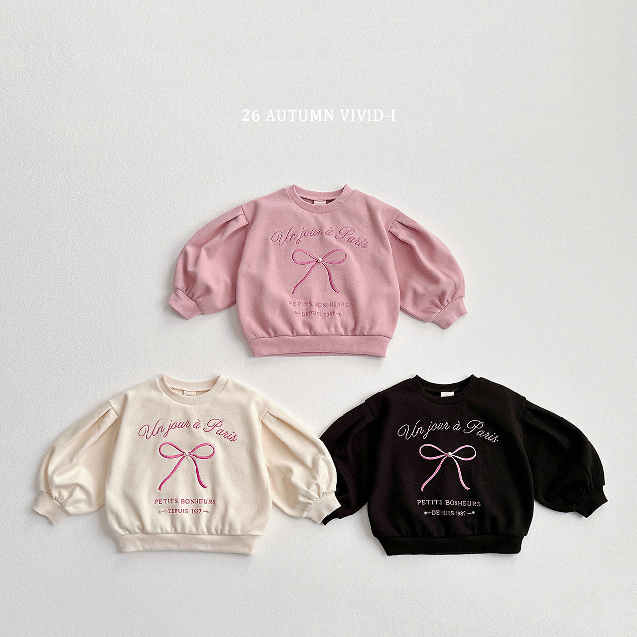 Ribbon Pearl Puff Sweatshirt-vivid-i-77