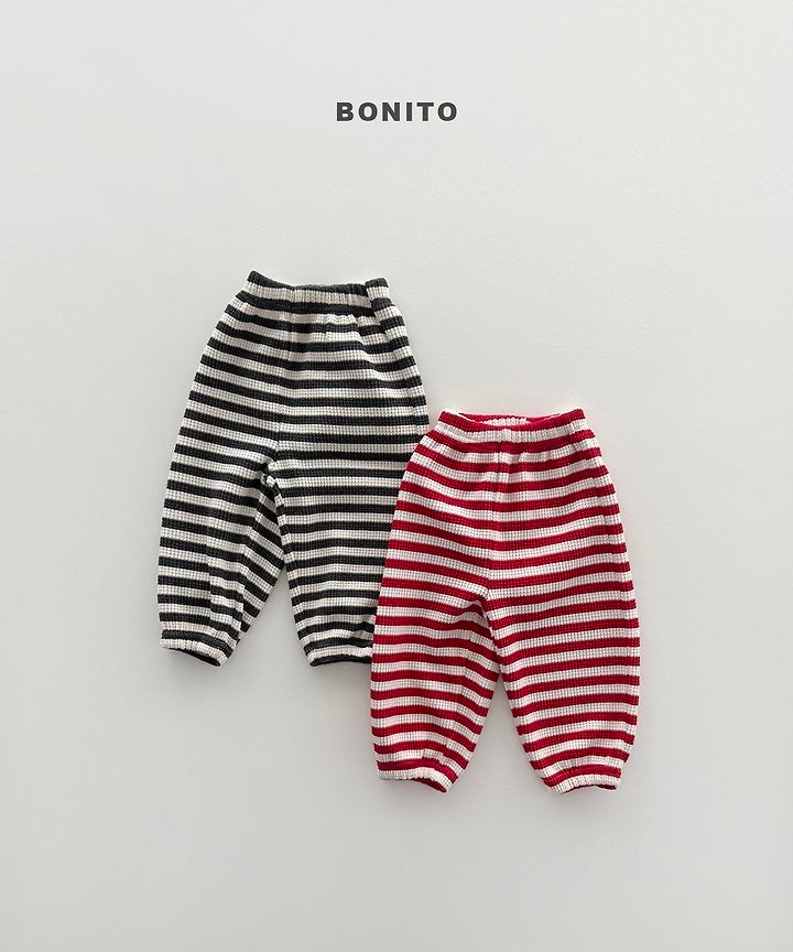 Stripe Waffle Jogger Pants-BONITO-62