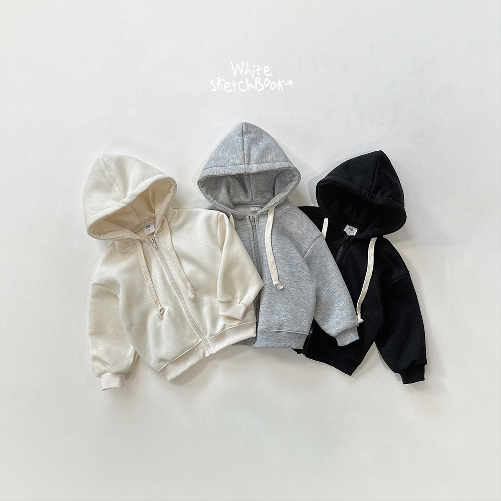 Hug Brushed Fleece Hoodie Zip-Up-White Sketch Book-25