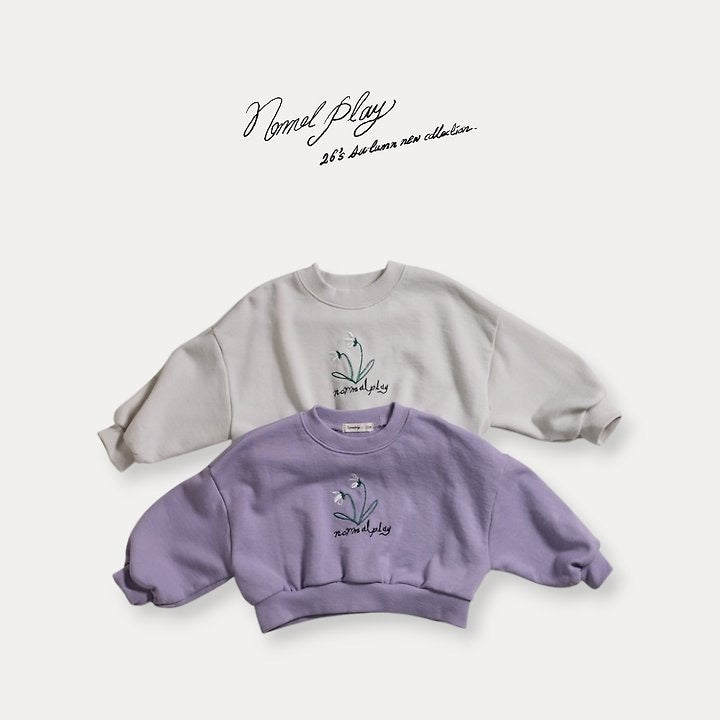 Two-Flower Embroidery Cropped Sweatshirt-normalplay-58