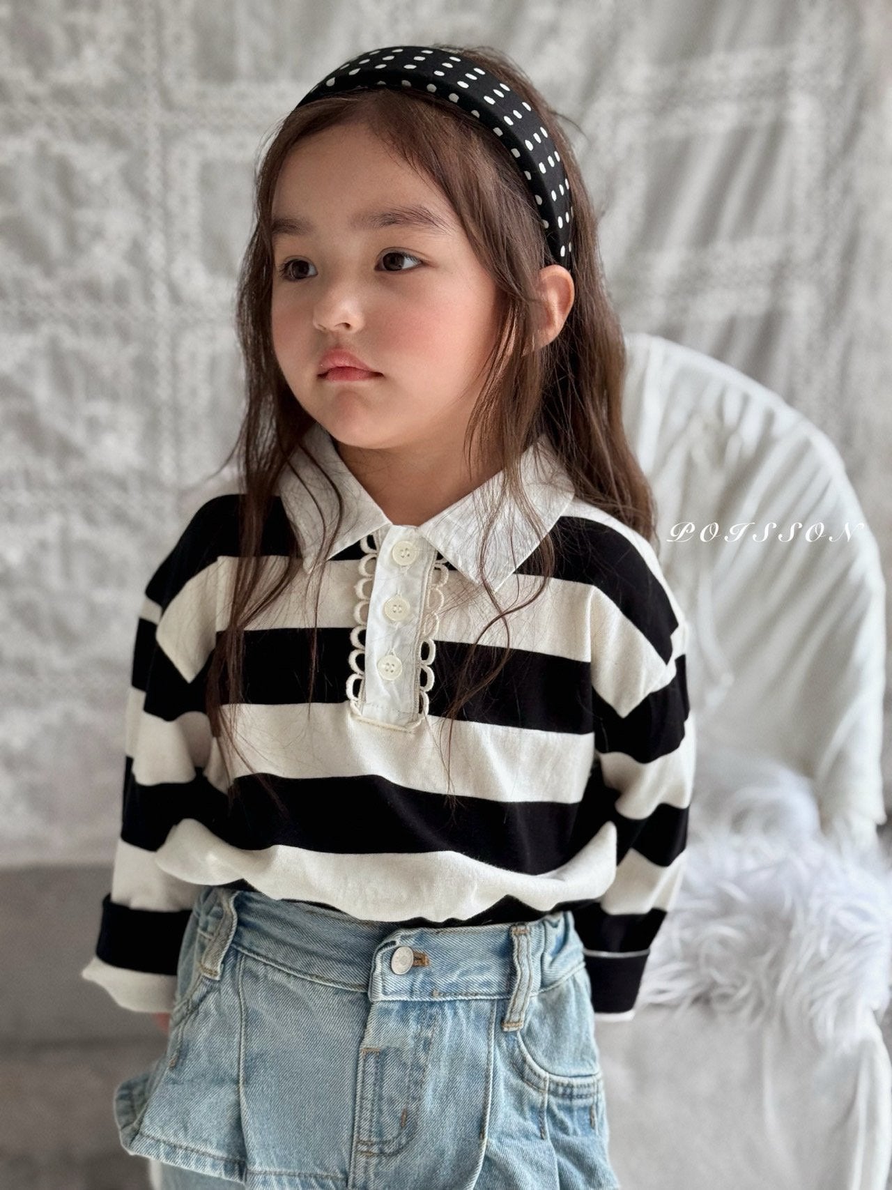Stripe Collar T-Shirt-POISSON-10