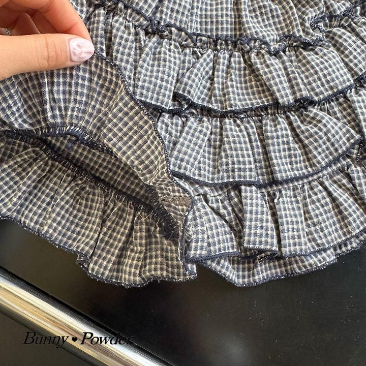 check tiered skirt pants - bunnypowder-57