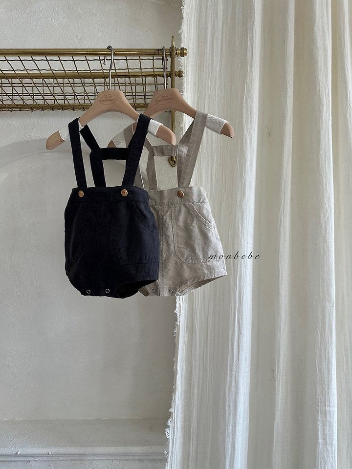 linen suspender shorts / monbebe -54