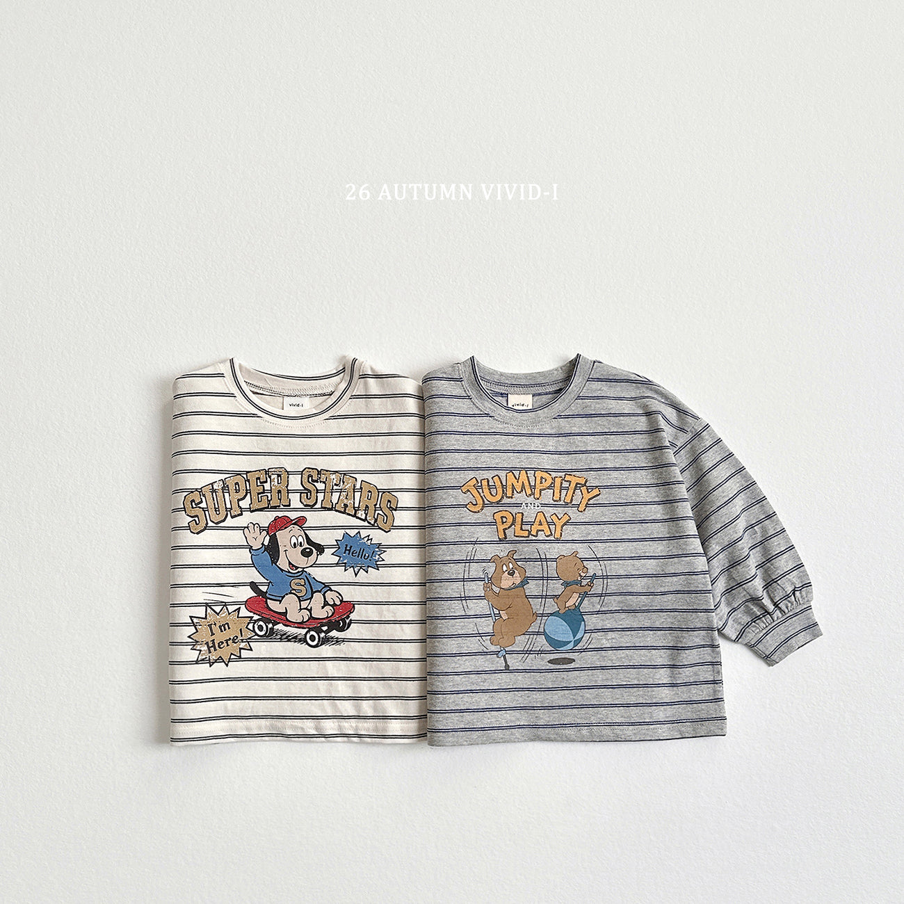 Striped Cartoon T-Shirt-vivid-i-39
