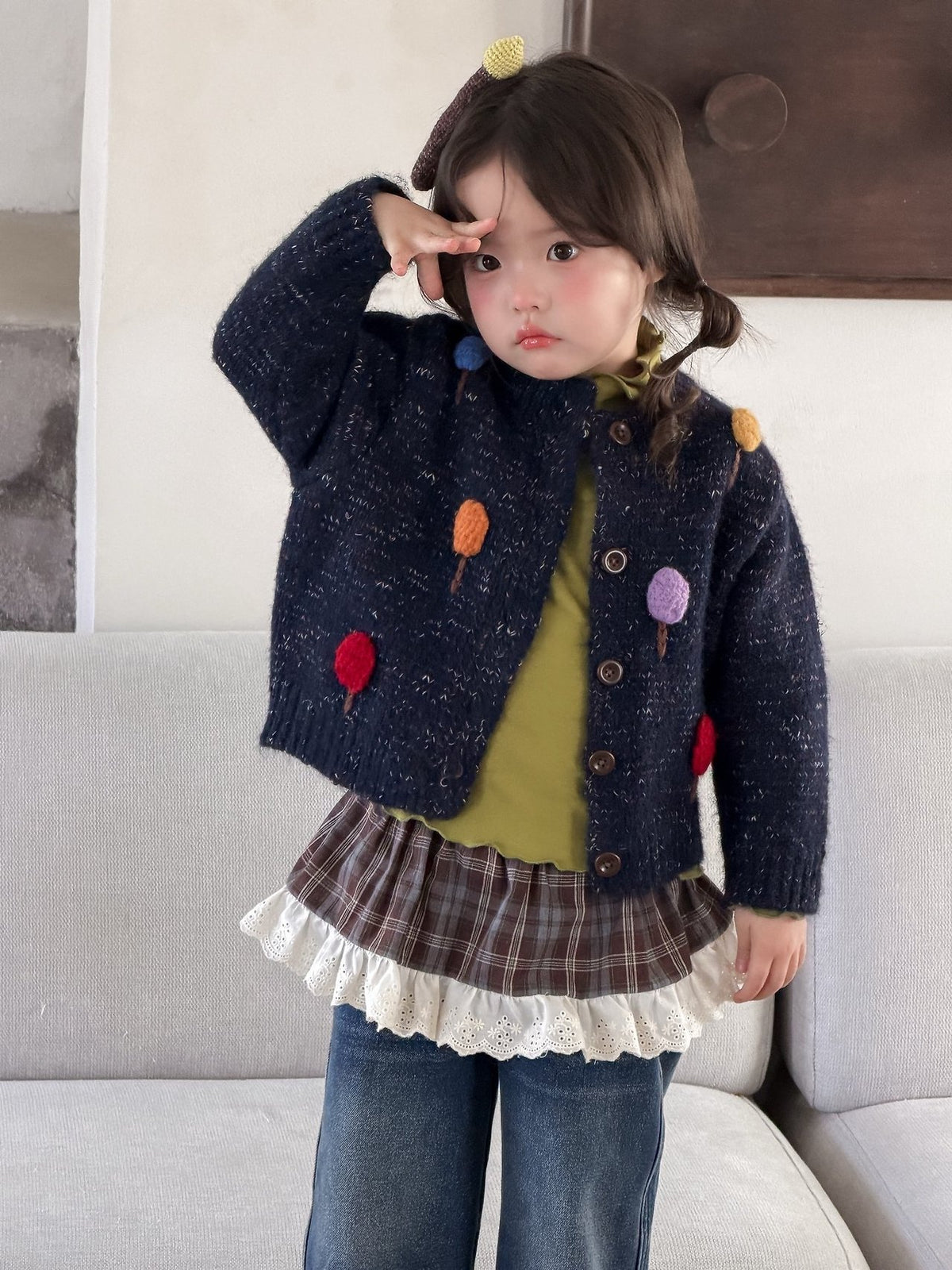 Colorful Balloon Knit Cardigan-aiai-68