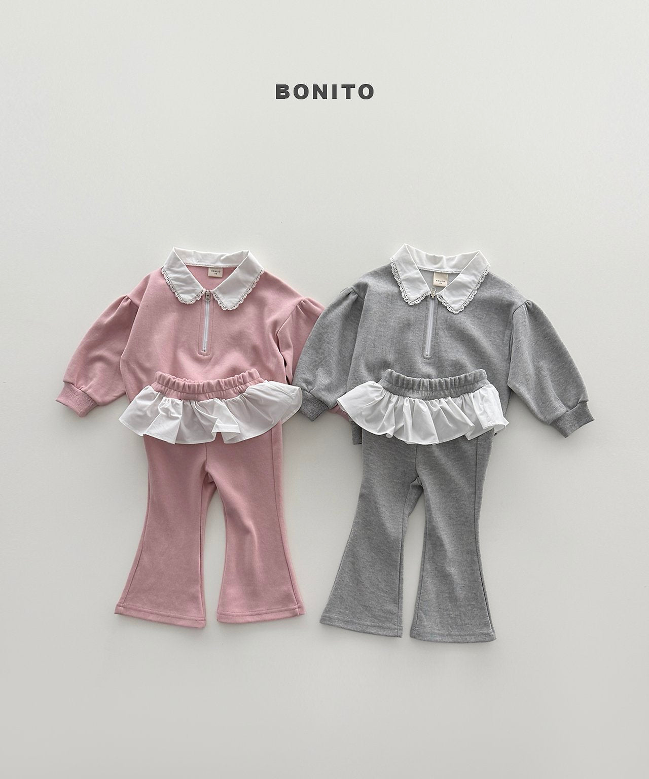 Shirring Collar Zip Set - BONITO - 002
