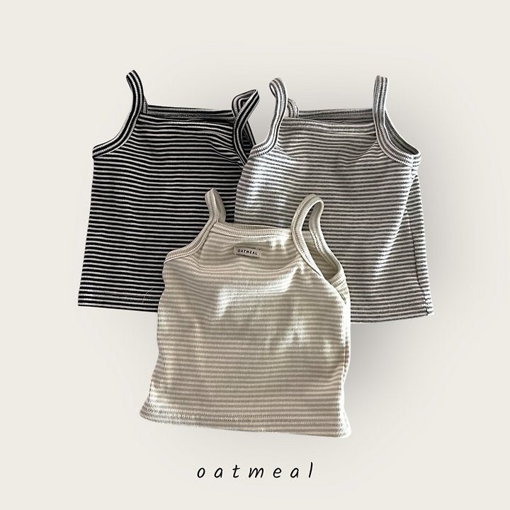 Bear Stripe Sleeveless Top - oatmeal - 25