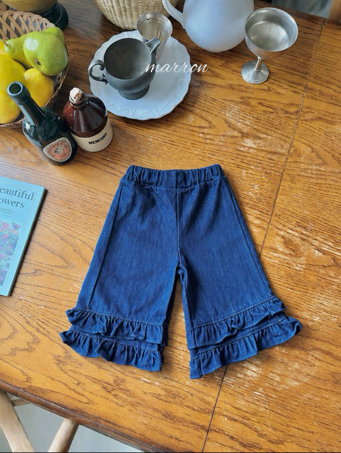 Denim Frill Pants-marron-13
