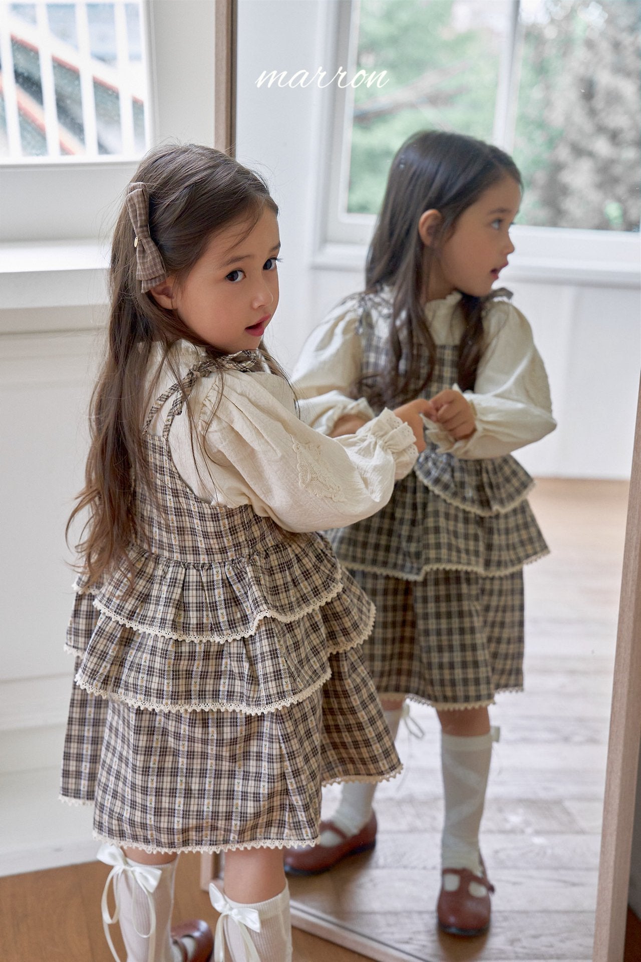Check Tiered Dress-marron-24