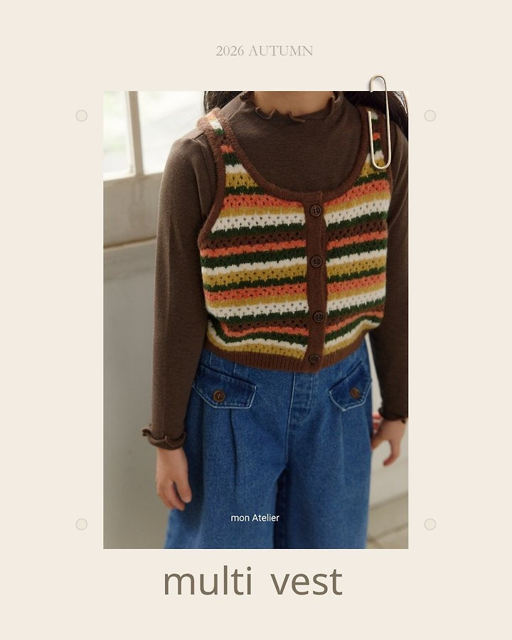 Stripe Knit Bustier Vest-monatelier-16