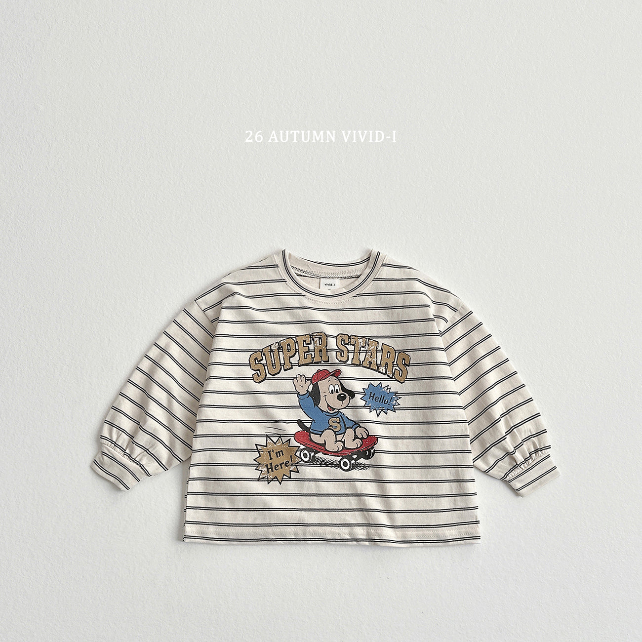 Striped Cartoon T-Shirt-vivid-i-39