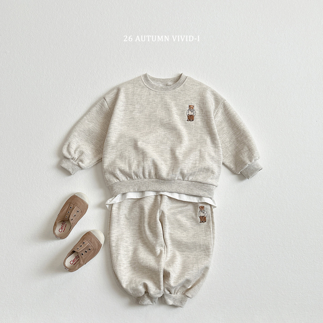 Embroidered Bear Two-Piece Set-vivid-i-87