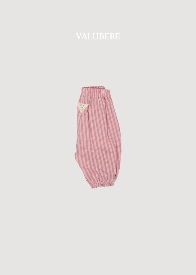 Autumn Emboss Stripe Pants - Pink & Khaki - valubebe - 053