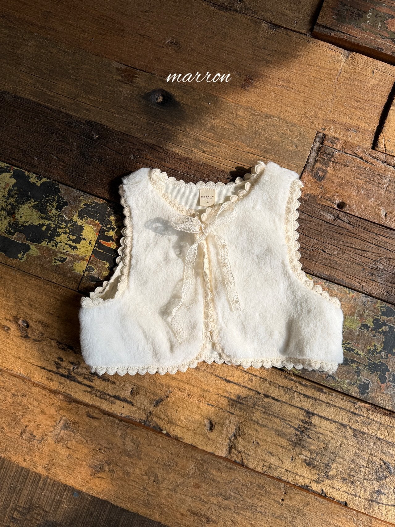 Lace Fur Vest-Marron-54