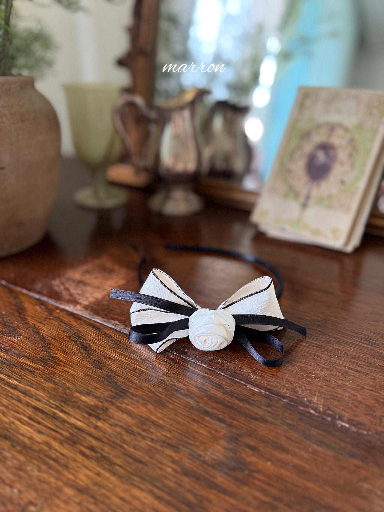 Rose Ribbon Headband-marron-60