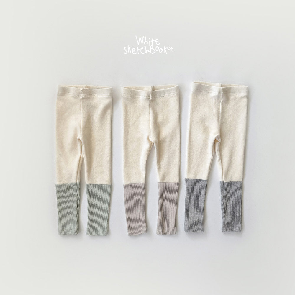 New Ribbed Contrast Leggings-white sketch book-47
