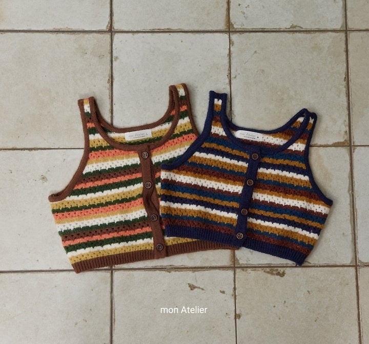 Stripe Knit Bustier Vest-monatelier-16
