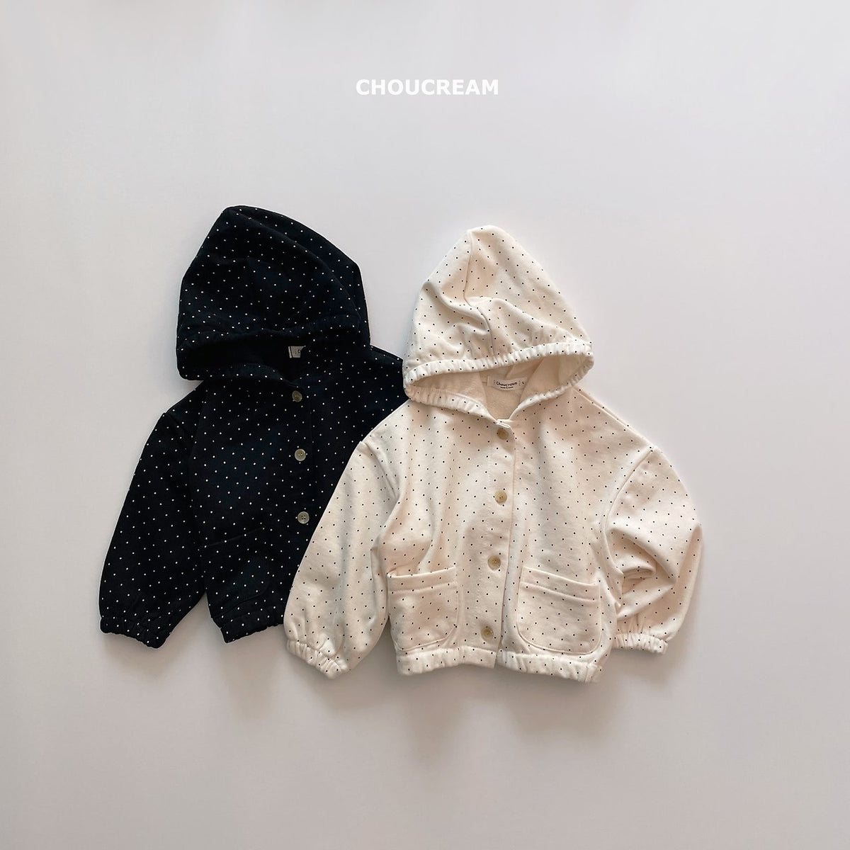 Polka Dot Hooded Jacket-CHOUCREAM-50