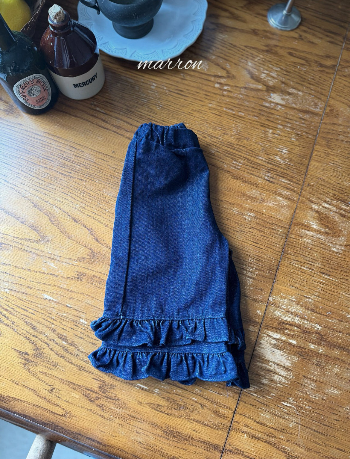 Denim Frill Pants-marron-13