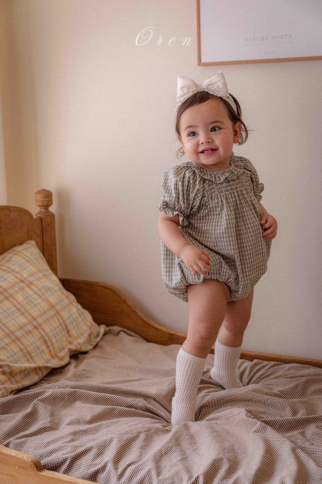 French check smocking Suit - OREN / 3-15