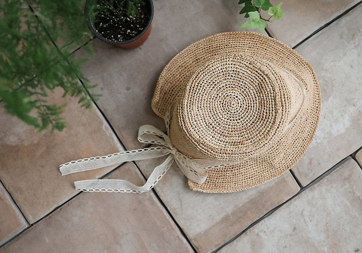 Burpy Lace Straw Hat-FLO-44