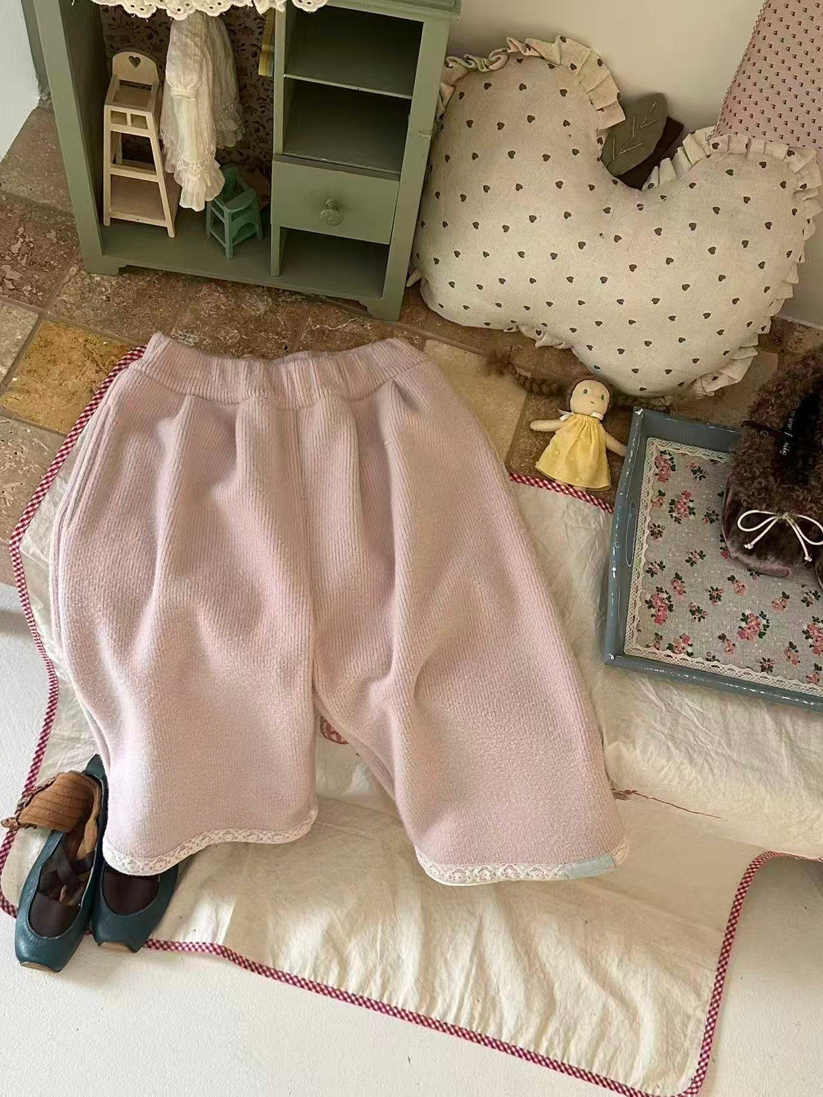 Milky Pink Wide-Leg Pants-aiai-85