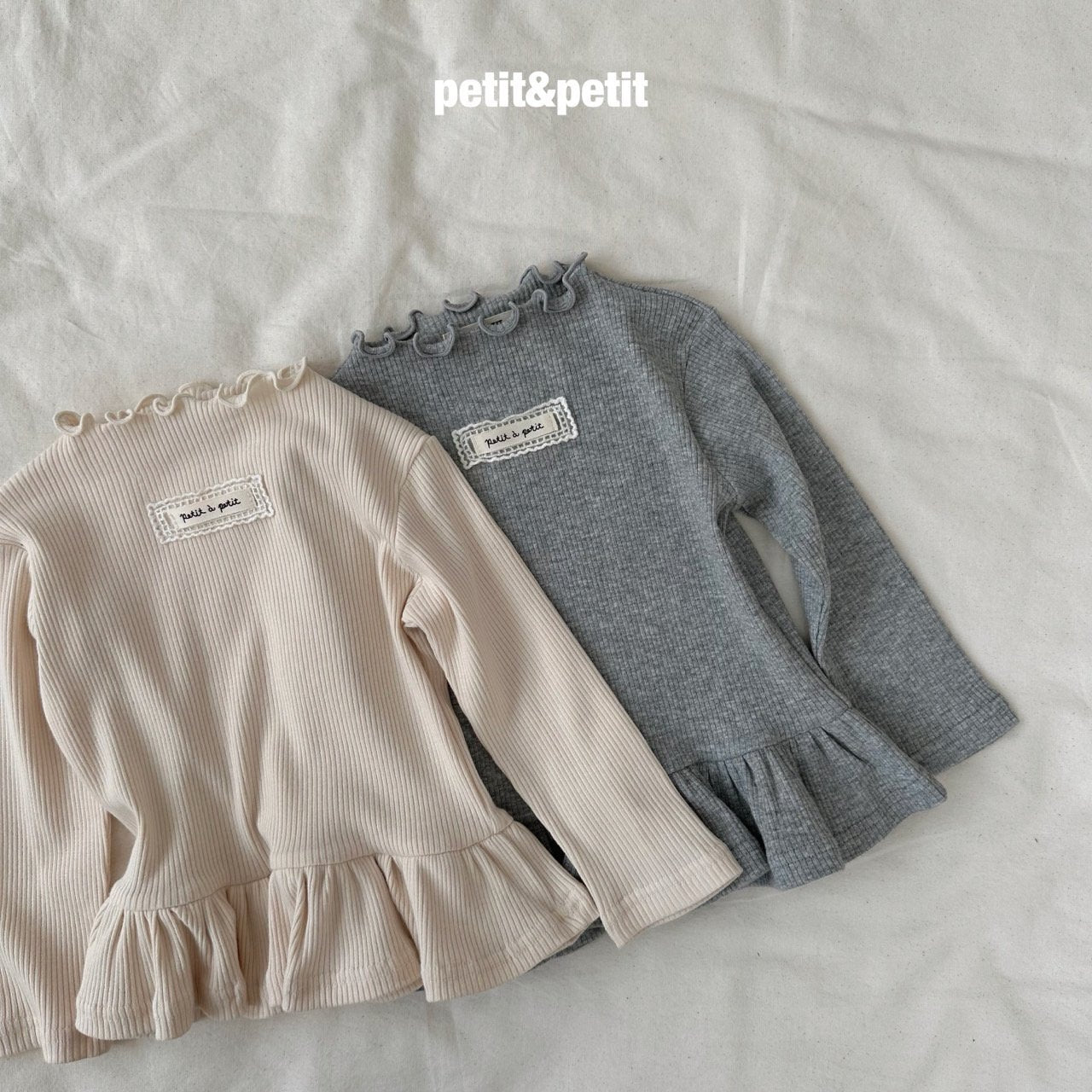 Mild Ribbed Frill T-Shirt-petit petit-36
