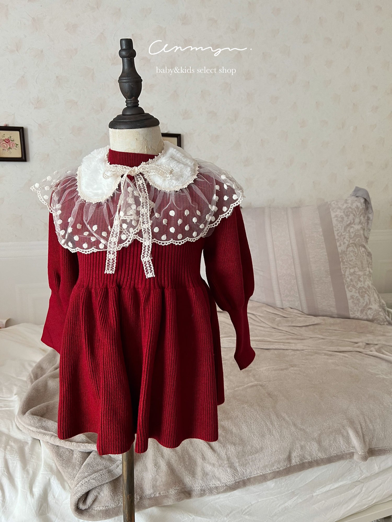 ｜即納｜puff sleeve knit ops by anmyu