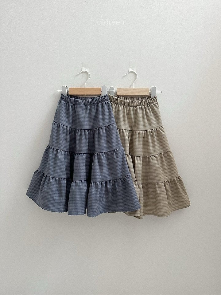 check ruffle skirt-digreen-29