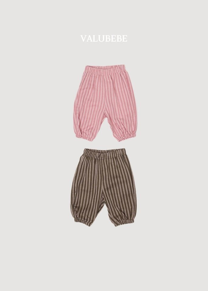 Autumn Emboss Stripe Pants - Pink & Khaki - valubebe - 053