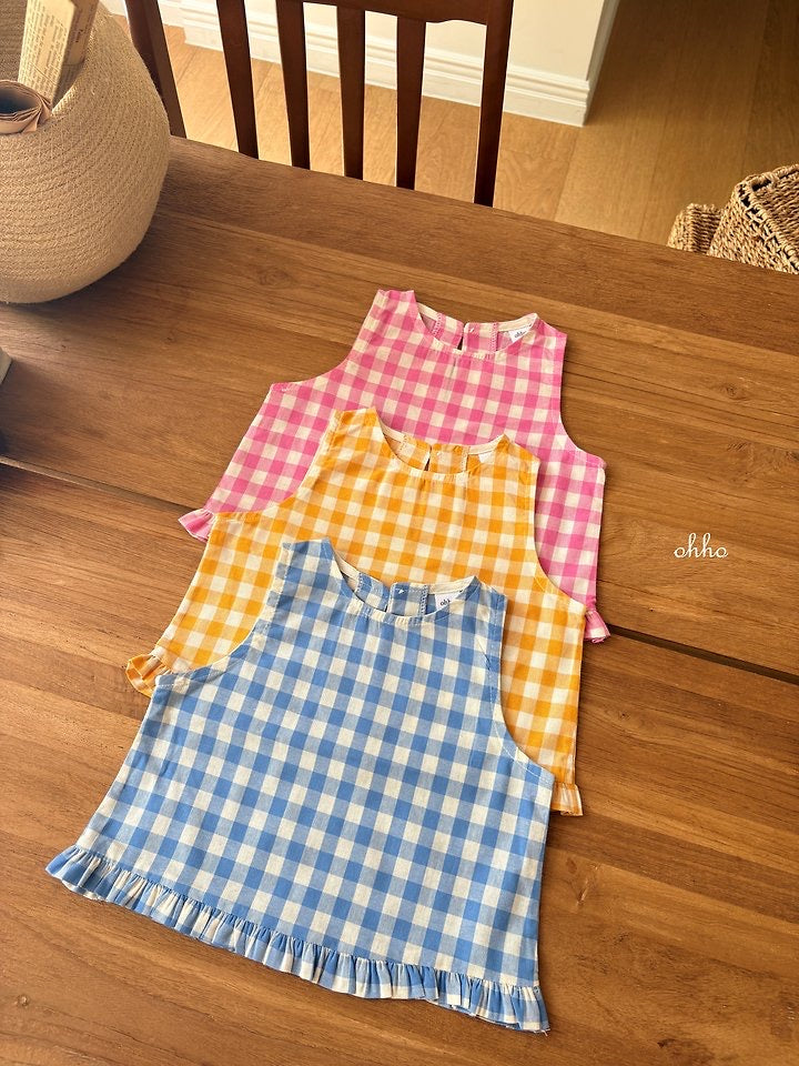 Gingham frill Blouse-ohho-17