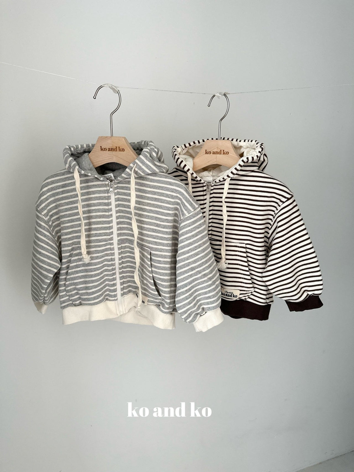 Striped Hooded Zip-Up-ko and ko-7