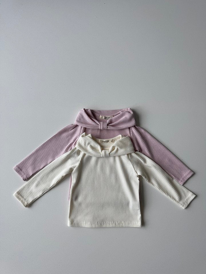 Shoulder Ribbon Ribbed T-Shirt-lepetitmot-8