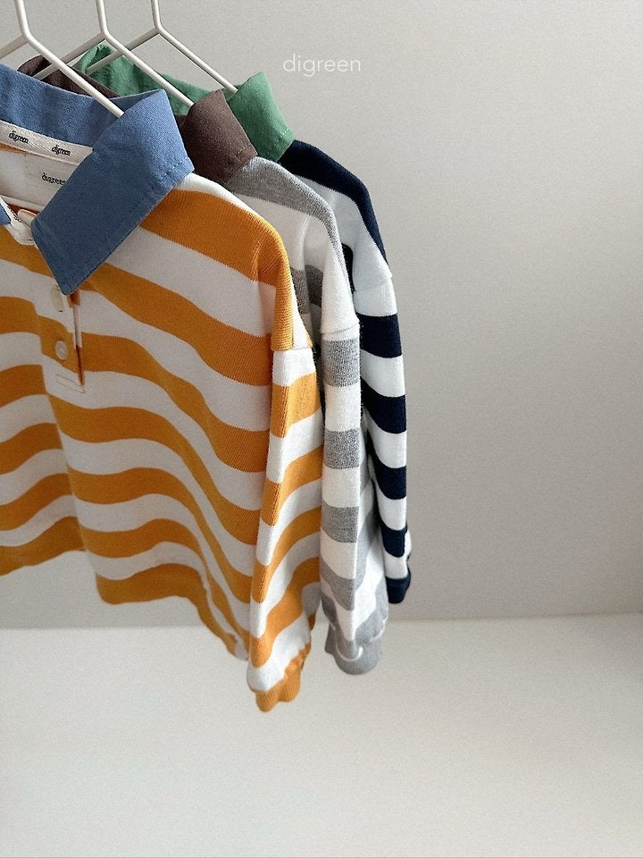 striped collar sweatshirt-digreen-34