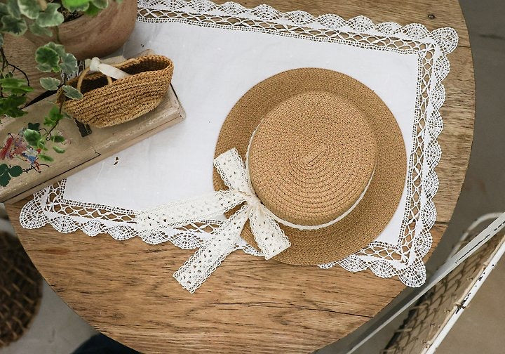 Maizy Lace Straw Hat-FLO-43